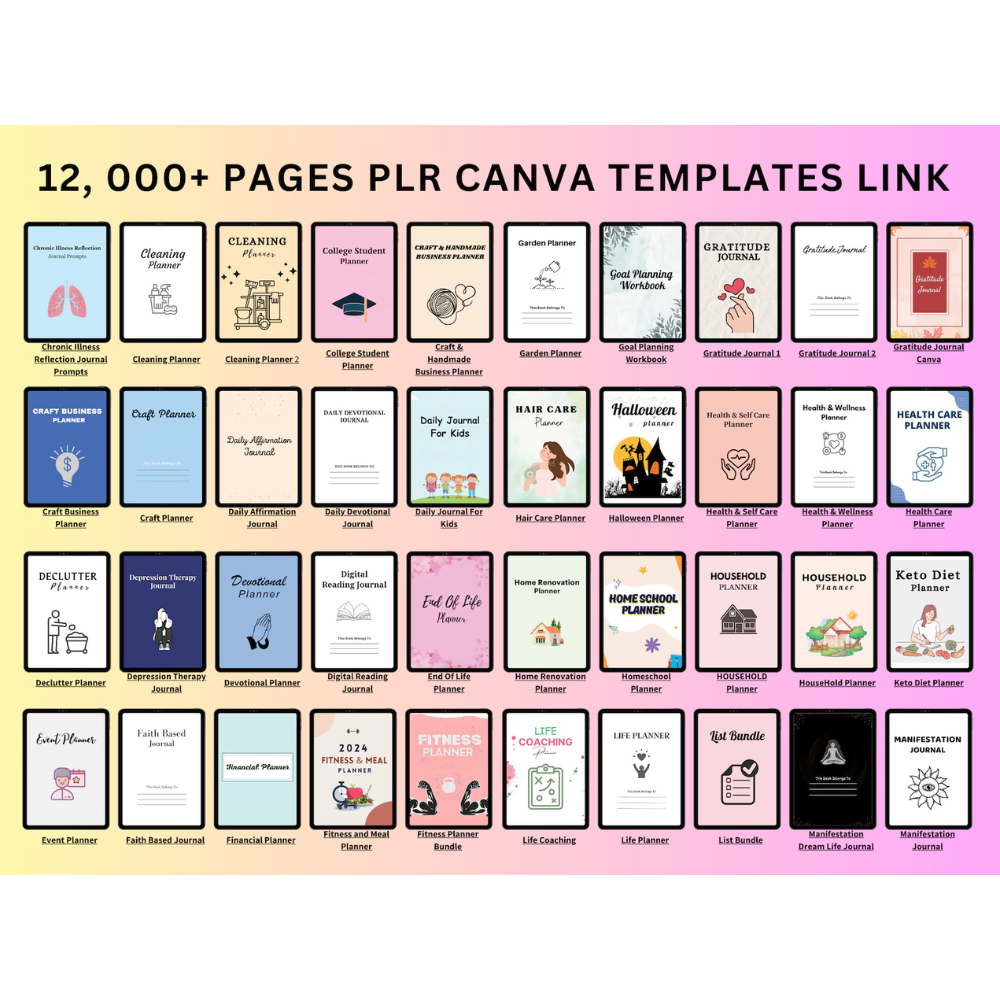 PLR 12000+ Pages Canva Planner Templates