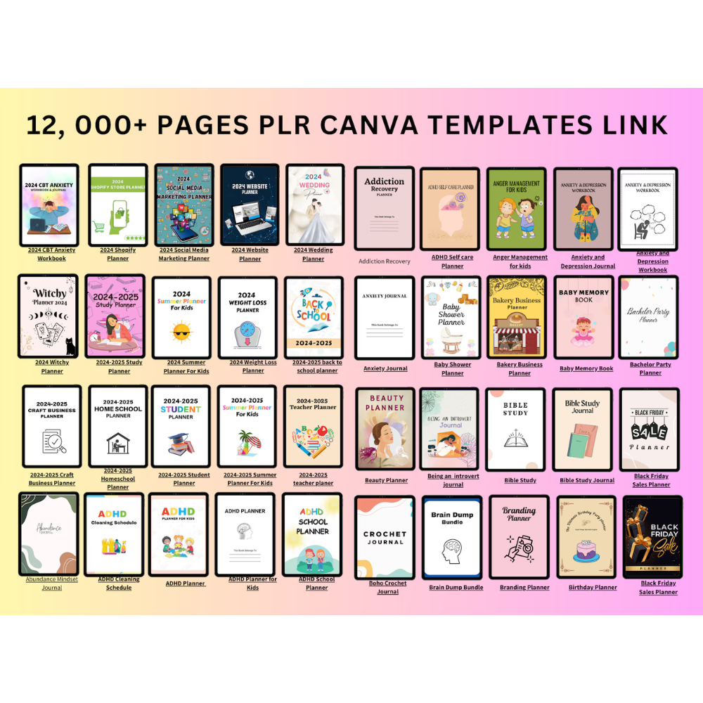 PLR 12000+ Pages Canva Planner Templates